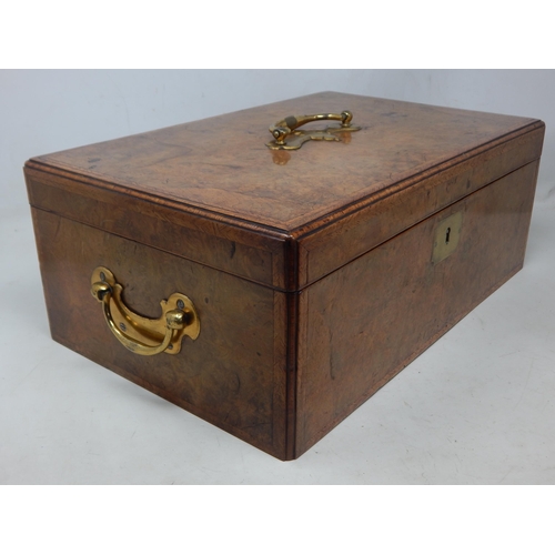 417 - 18th Century Irish Walnut Apothecary Box c.1760 with Brass Drop Handles. The Hinged Top revealing it... 