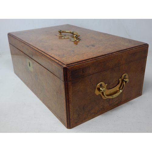 417 - 18th Century Irish Walnut Apothecary Box c.1760 with Brass Drop Handles. The Hinged Top revealing it... 