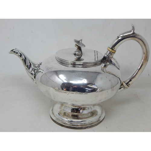 202 - 19th Century American Silver Teapot with Chinese Figural Finial by Samuel Kirk, Baltimore c.1820: We... 