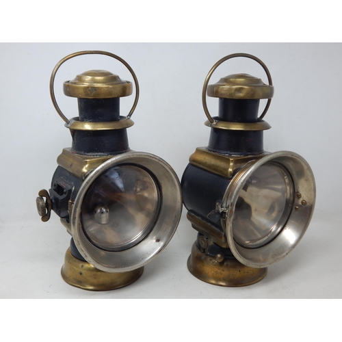 432 - A Pair of Antique Lucas Motor Lamps No. 400