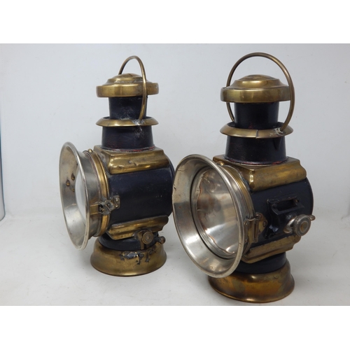 432 - A Pair of Antique Lucas Motor Lamps No. 400