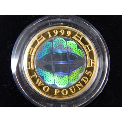 12 - UK Silver Proof Piedfort Two Pound coin Rugby World Cup Hologram cased COA