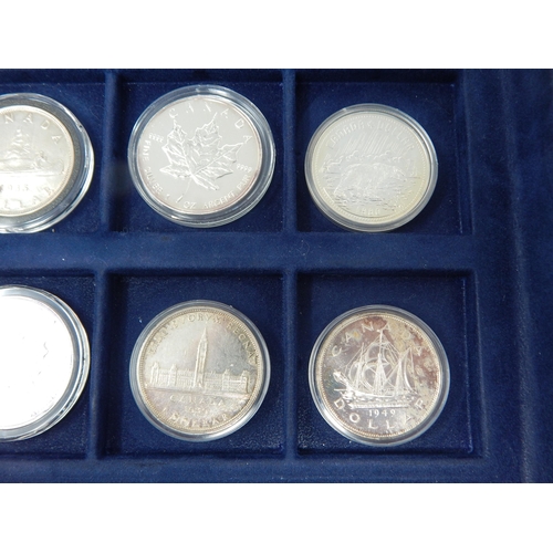 14 - Collection of 8 x Canada Silver coins in collectors case