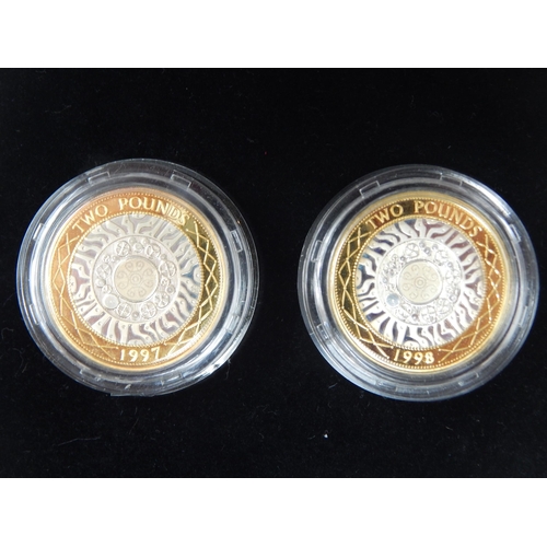 16 - 1998 UK Silver Proof Piedfort £2 coin pair cased COA, 2001 UK Silver Proof £2 coin cased COA, 1983 S... 