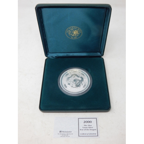 36 - 2000 Year of the Dragon 10 Ounce .999 Fine Silver coin