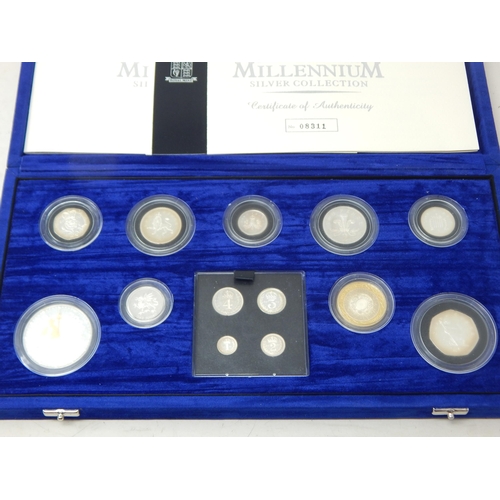 38 - 2000 Millennium Silver Proof Set including Maundy Money set in case COA