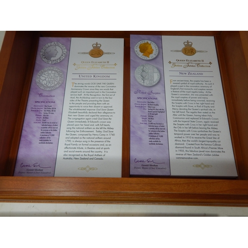 29 - Queen Elizabeth II Jubilee Silver Crown collection housed in original wooden collectors box with COA... 