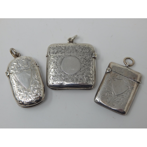 225 - Victorian Silver Vesta Cases: All Hallmarked Birmingham 1899 (3)