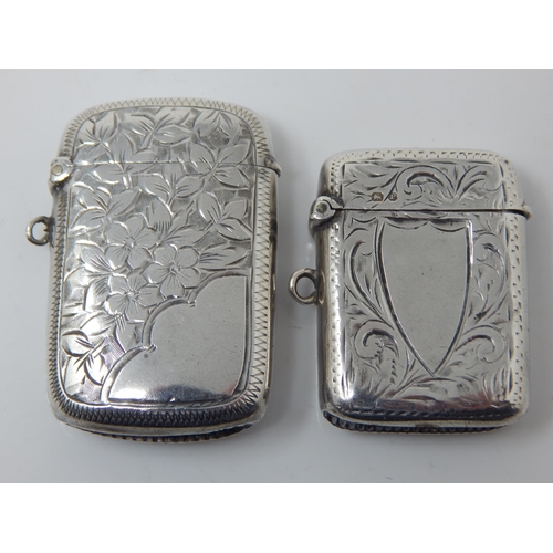 Victorian Silver Vesta Cases: Hallmarked Chester 1898 together with an Edwardian Silver vesta Case Hallmarked Birmingham 1902