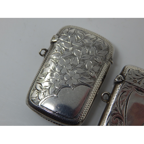 226 - Victorian Silver Vesta Cases: Hallmarked Chester 1898 together with an Edwardian Silver vesta Case H... 