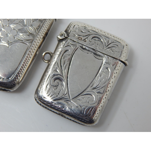 226 - Victorian Silver Vesta Cases: Hallmarked Chester 1898 together with an Edwardian Silver vesta Case H... 