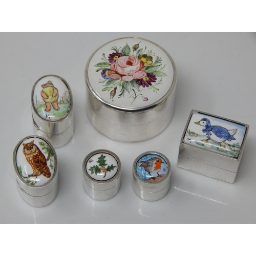 229 - 6 x Hallmarked Silver & Enamel Boxes by Clive Norman Bullivant.