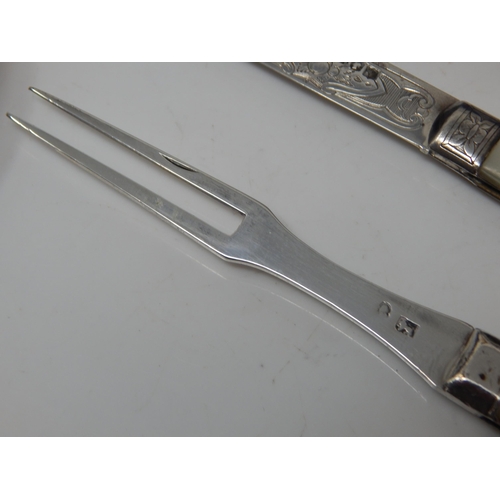 233 - A Georgian Silver Folding Fork c.1780, Victorian Silver Folding Fruit Knife Hallmarked Sheffield 188... 