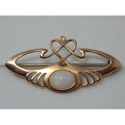 234 - Art Nouveau 9ct Gold Brooch Set with an Opal by Barnet Henry Joseph together with a 9ct Gold Opal Ri... 