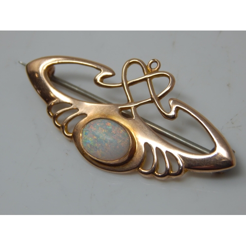 234 - Art Nouveau 9ct Gold Brooch Set with an Opal by Barnet Henry Joseph together with a 9ct Gold Opal Ri... 