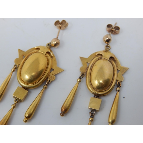 237 - A Pair of Victorian Unmarked Gold Earrings: Weight 9.22g