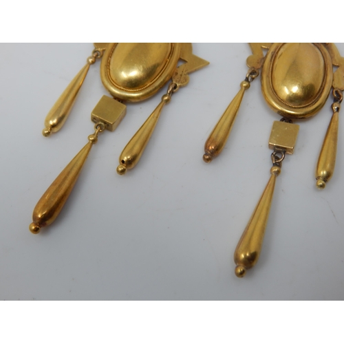 237 - A Pair of Victorian Unmarked Gold Earrings: Weight 9.22g