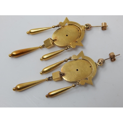 237 - A Pair of Victorian Unmarked Gold Earrings: Weight 9.22g