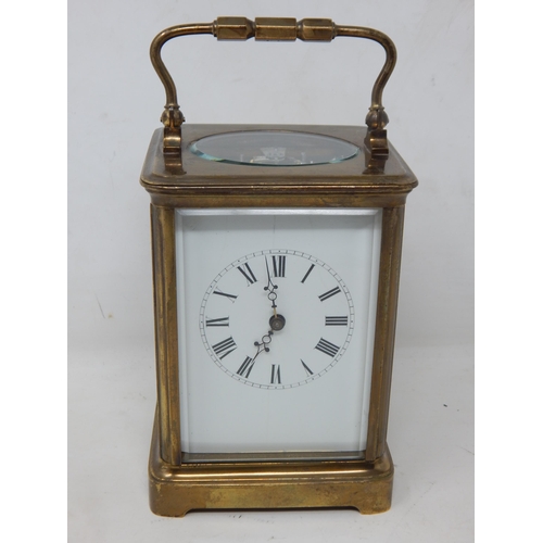 398 - 19th Century Brass Carriage Clock Striking on a Gong: Complete with Key: Working when catalogued. He... 