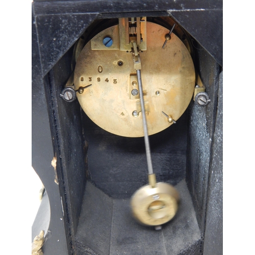 399 - 19th Century French Brass & Wooden Boule Clock: Working when catalogued: Height 32cm