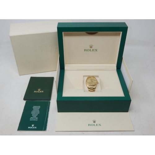 213 - Rolex: Gentleman's 18ct Gold Day Date 36mm Oyster Perpetual Wristwatch on 18ct Gold President Bracel... 