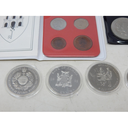 28 - Singapore double coin set in red wallet, Maria Theresa re-strike Silver Thaler in Pobjoy case, Gibra... 