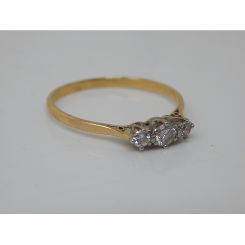 54 - 3-stone diamond ring set in 18ct Gold weight 1.51g