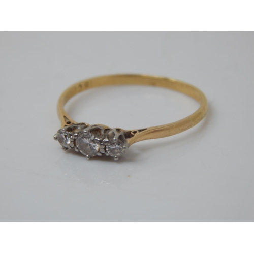 54 - 3-stone diamond ring set in 18ct Gold weight 1.51g