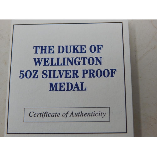 46 - The Duke of Wellington 5 Ounce Silver Proof Medal in .925 Silver