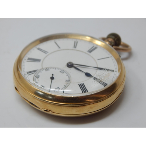 238 - Victorian 18ct Gold Gentleman's Open Face Top Wind Pocket Watch with Subsidiary Seconds Dial: Hallma... 