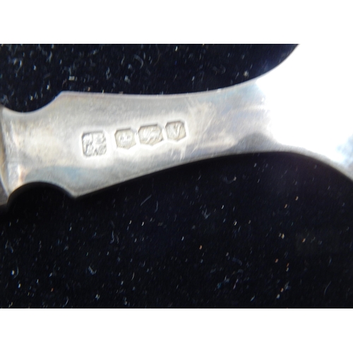 67 - Hallmarked Silver Fish serving knife and fork in fitted case with original price tag of £100 as purc... 