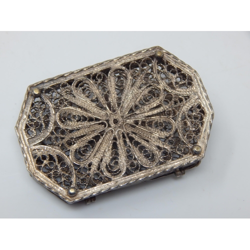 236 - Continental Filigree Silver Box of Oblong form with canted corners: Measuring 5.2cm wide