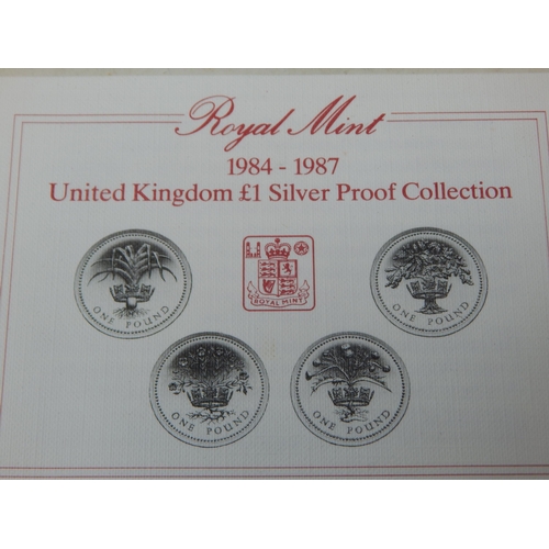 78 - Royal Mint UK £1 Silver Proof Collection 1984-1987 in Case of Issue with COA