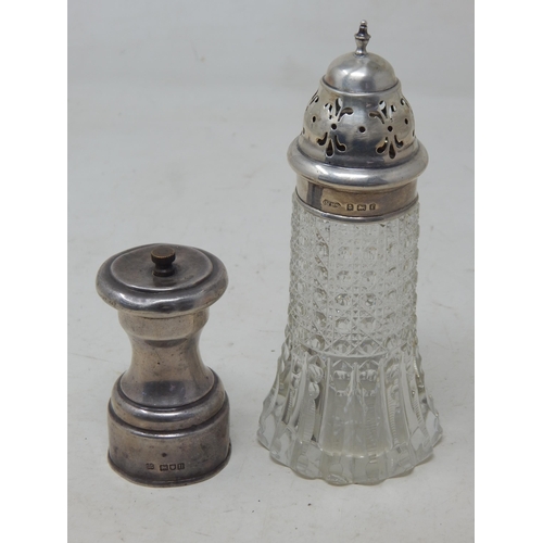 249 - Edwardian Silver Peugeot Freres Pepper Grinder: Hallmarked London 1908 by Heath & Middleton together... 