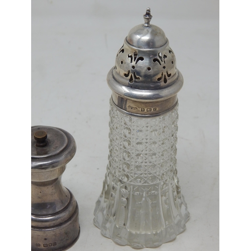 249 - Edwardian Silver Peugeot Freres Pepper Grinder: Hallmarked London 1908 by Heath & Middleton together... 