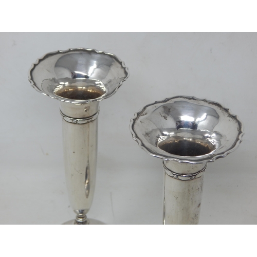 250 - A Pair of Silver Bud Vases with Weighted Bases: Hallmarked Birmingham 1921: Height 18/19cm: Gross we... 