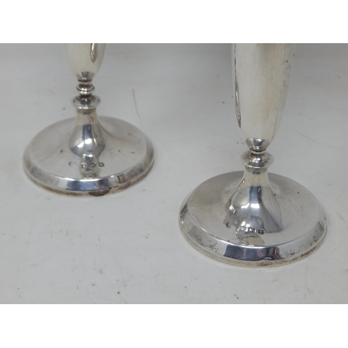 250 - A Pair of Silver Bud Vases with Weighted Bases: Hallmarked Birmingham 1921: Height 18/19cm: Gross we... 