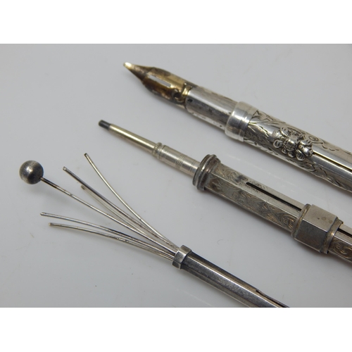 253 - A Quantity of Hallmarked Silver Including a Propelling Combination Pen/Pencil, Propelling Pencil, Pr... 