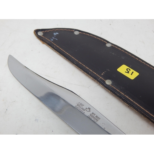 315 - Large William Rogers I Cut My Way Bone Handle Sheath Knife