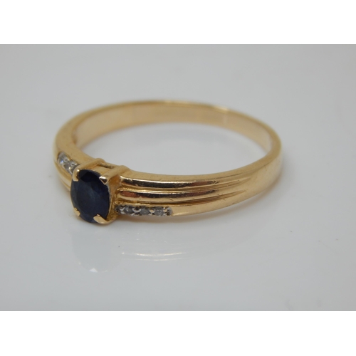 245 - 14ct Gold Sapphire Set Ring: Size O: Weight 2.49g with Original Receipt