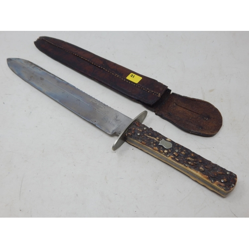 331 - George Butler 22cm Blade Bone Handle Fighting Knife