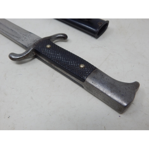 352 - WWII German Bayonet with Fullered Blade in Steel Scabbard. Overall Length 40cm