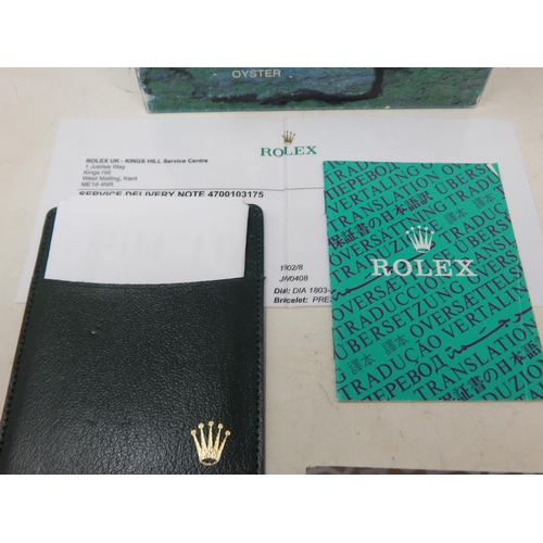 213A - Rolex: Gentleman's 18ct Gold Day Date 36mm Oyster Perpetual Wristwatch on 18ct Gold President Bracel... 