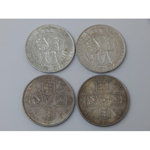 163 - Queen Victoria Silver Florins: 1887 (2), 1897, 1901