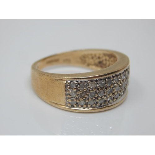 192 - 9ct Gold Pave Diamond Set Ring: Size O: Weight 4.08g