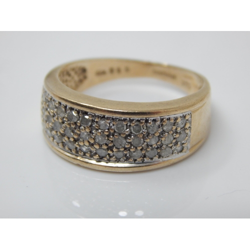 192 - 9ct Gold Pave Diamond Set Ring: Size O: Weight 4.08g