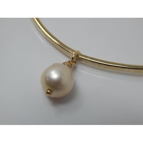 269 - Gold on Silver Slider Bracelet Set with a Cultured Pearl.