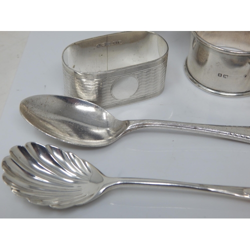 286 - A Group of Hallmarked Silver Including a Sauce Boat, Cased Coffee Spoons etc: Various Dates & Makers... 