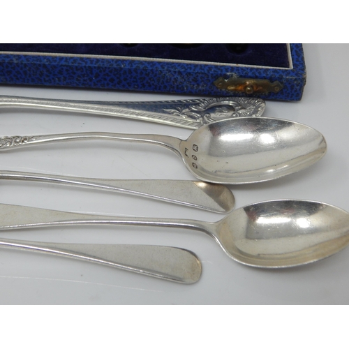 286 - A Group of Hallmarked Silver Including a Sauce Boat, Cased Coffee Spoons etc: Various Dates & Makers... 