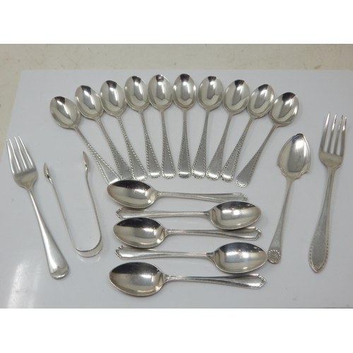 289 - A Quantity of Hallmarked Silver Tea & Coffee Spoons, Tongs & Forks: Weight 232g (lot)